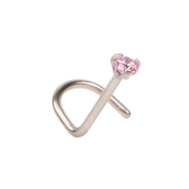 Embout nasal incurvé en zircon rose