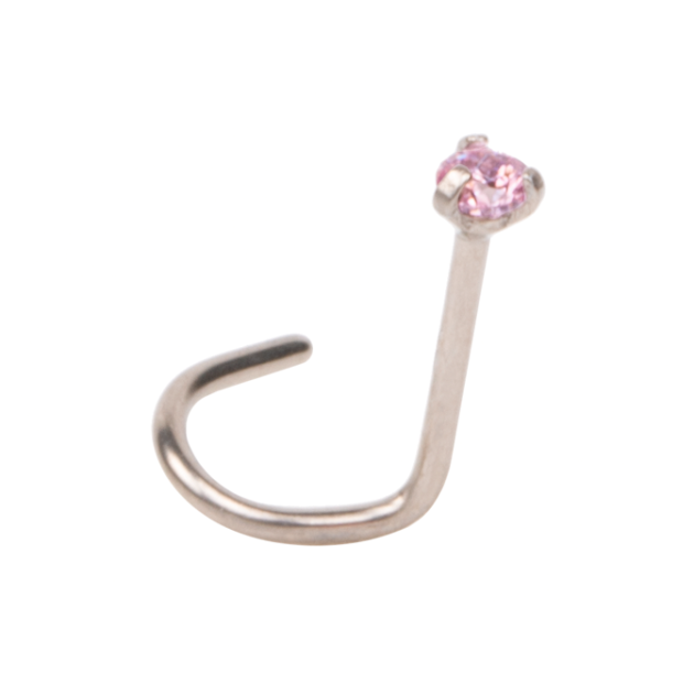 Pink Zircon Curved Nostril Prongset - Image 2