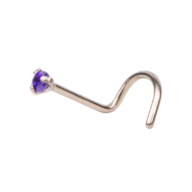 Prongset Purple Zirconia Curved Nostril (narine courbée)