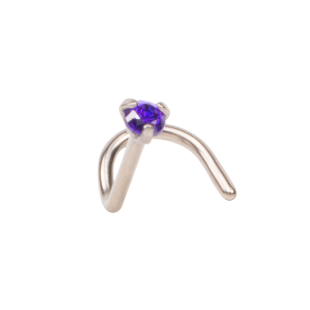 Prongset Purple Zirconia Curved Nostril - Image 2