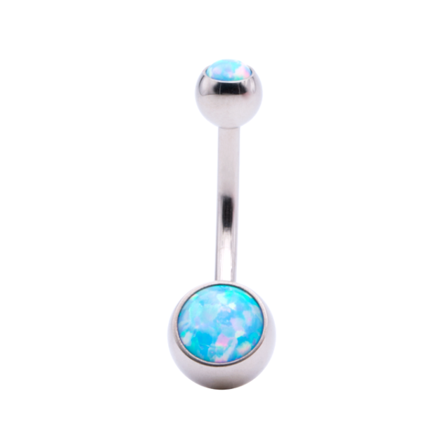 White Opal Titanium Navel Piercing – ASTM F136 Biocompatible Jewelry