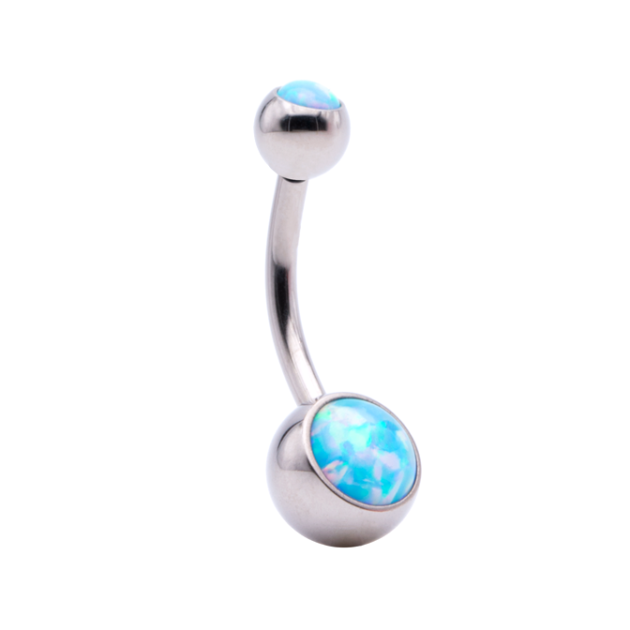 Bauchnabelpiercing Titan mit Schnee-Opal – Bild 2