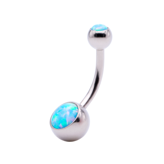 Bauchnabelpiercing Titan mit Schnee-Opal – Bild 3