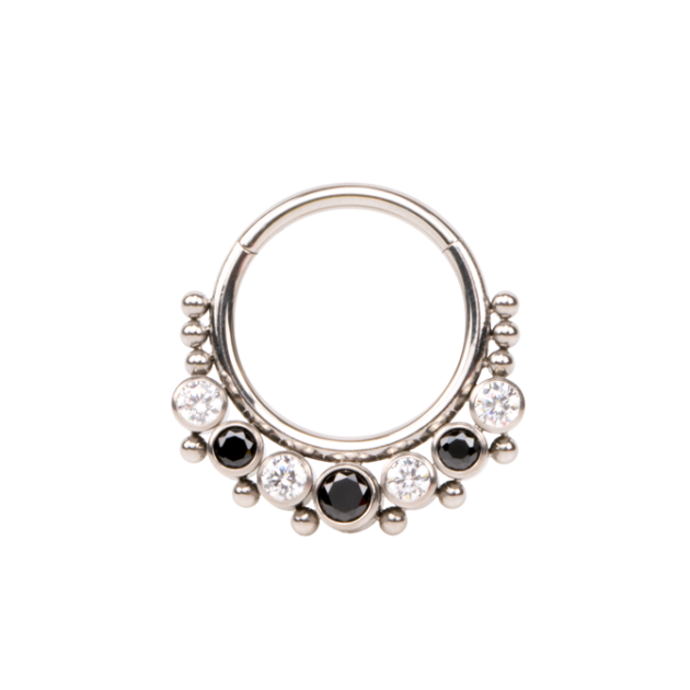 Bague multigem à segments noirs et blancs